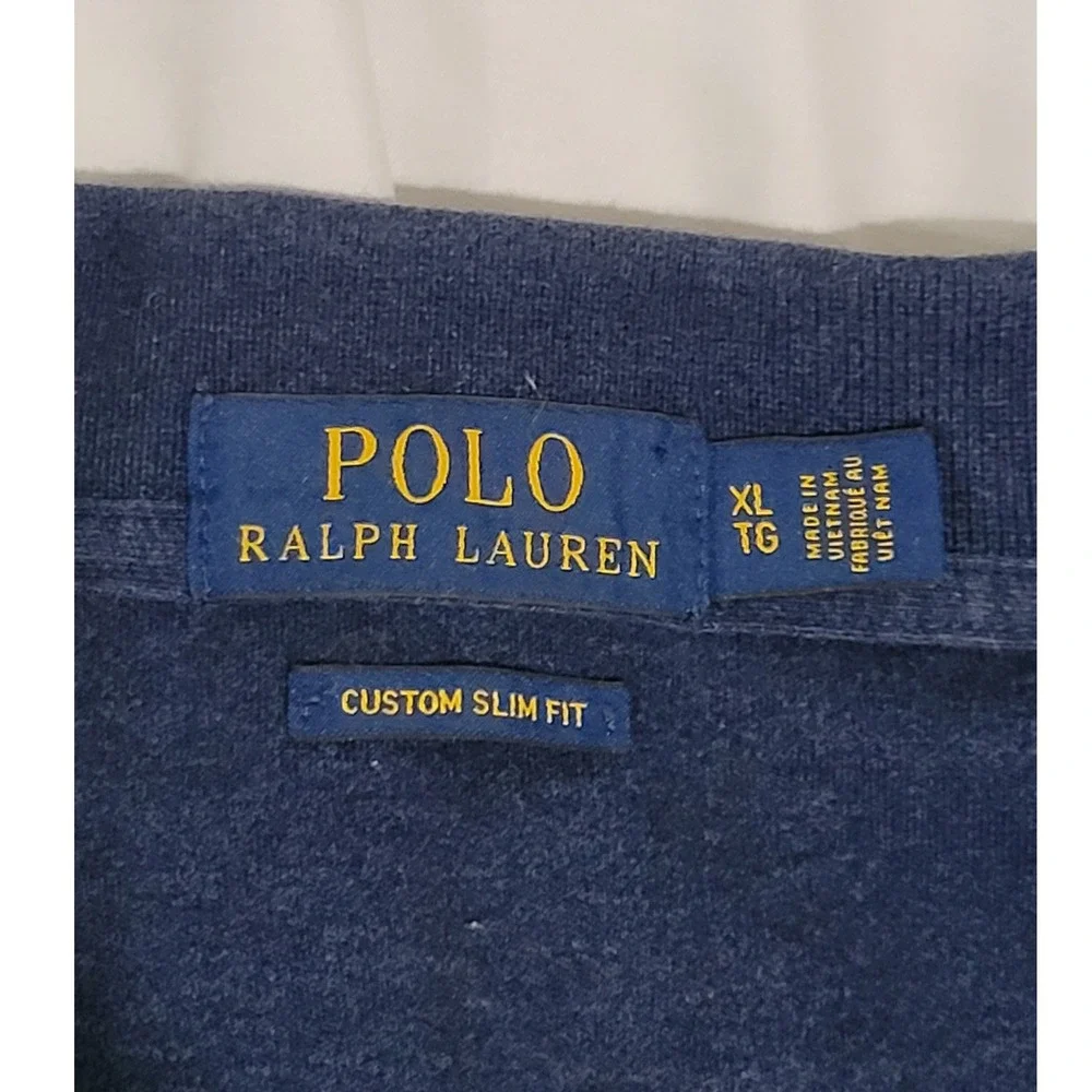 Polo Ralph Lauren Mens XL Navy Blue Custom Slim Fit Mesh Polo Shirt Short Sleeve